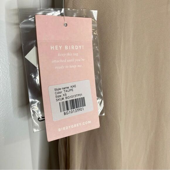 Birdy Grey Kae Dress Taupe Chiffon Gown XSmall XS NEW Bridesmaid Formal - Picture 3 of 6